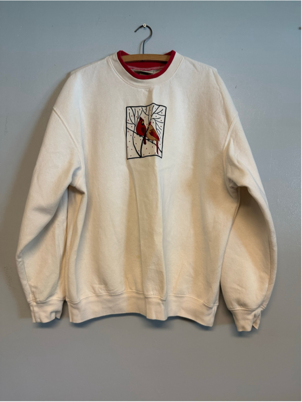 Vintage M&C Sportswear Cardinal Sweatshirt XL White Red Granny Core Christmas
